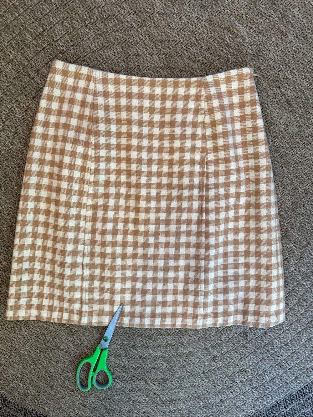 Vintage Gruppo Americano wool miniskirt gingham check ivory cream tan beige 6 - Picture 8 of 11